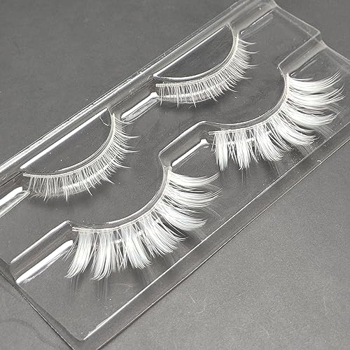 Luwigs White False Eyelashes Cosplay Halloween White Lashes Extension Tools Reusable Natural Looking Anime Makeup Masquerade Party Beauty & Personal Care Luwigs