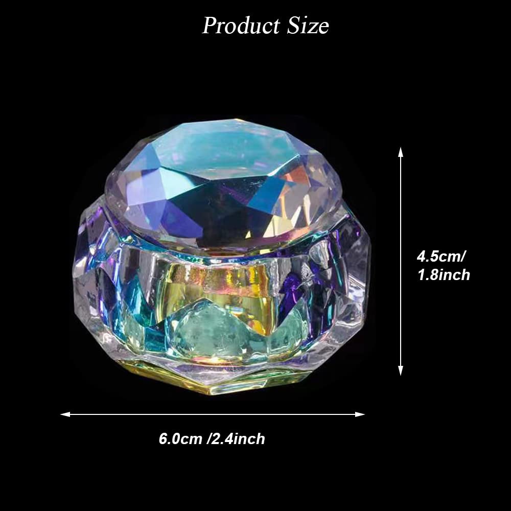Nail Dappen Dish with Lid, ForSewian Crystal Glass Nail Monomer Dampen Dish Holder for Nail Acrylic Liquid & Powder Beauty & Personal Care ForSewian