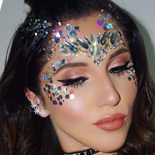 Christmas Face Gems,3PCS Crystal Body Glitter Face Stickers Festival Makeup Jewels Temporary Tattoo Glitter Rhinestone Adhesive for Face Eyes Body Beauty & Personal Care Cheeroyal