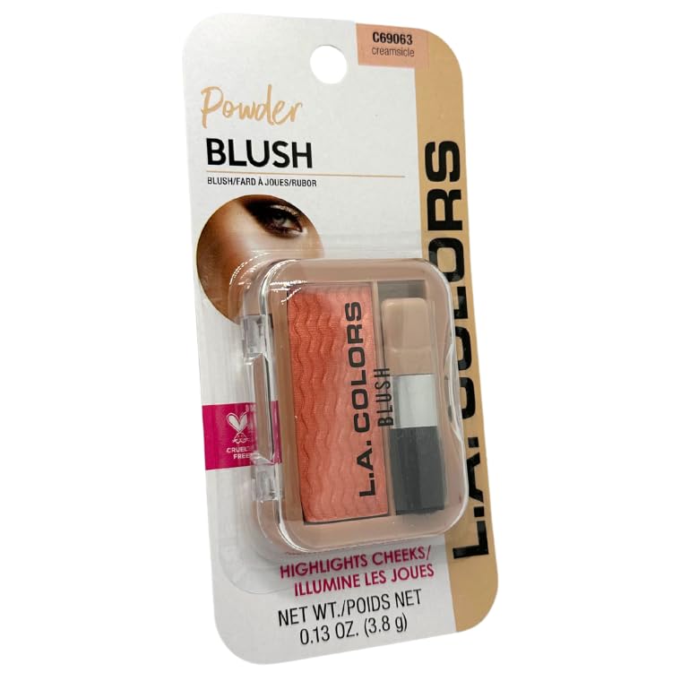 L.A Colors Professional Series Blush with Applicator, Creamsicle, 0.13 Oz, Cream, Peachy-Toned