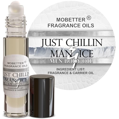 MOBETTER FRAGRANCE OILS Just Chillin Man & Ice Men Cologne Body Oil 1/3 oz roll on Glass Bottle Beauty & Personal Care MOBETTER FRAGRANCE OILS