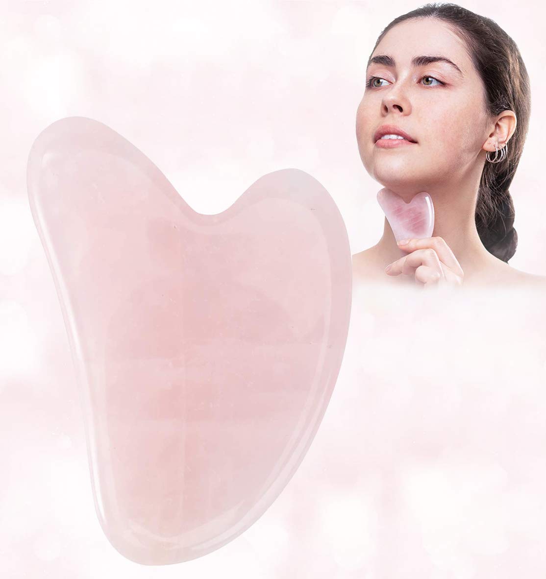 Gua Sha Massage Tool - 100% Natural Rose Quartz Heart Shape Jade Gua Sha Facial Tools for SPA Acupuncture Therapy Trigger Point Treatment, Gua Sha Beauty & Personal Care YY-INNOV