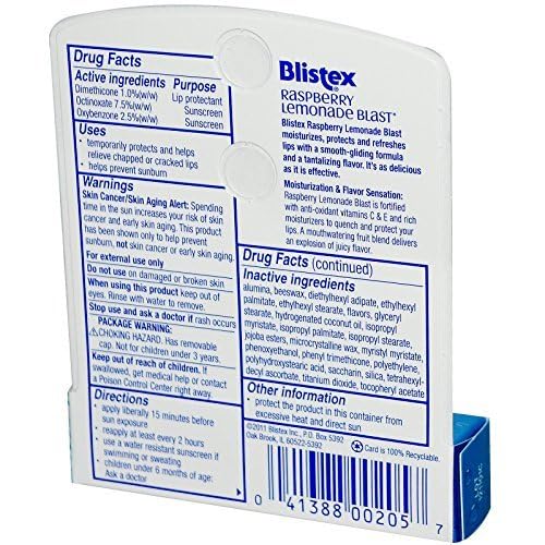 Blistex Lip Protectant, Spf 15, Raspberry Lemonade Blast, 0.15 oz Beauty & Personal Care Blistex