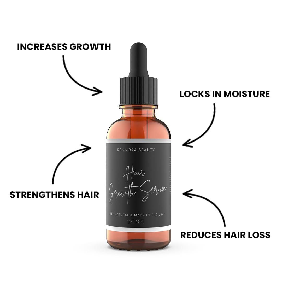 Rennora Hair Growth Serum with Organic Herbs and Natural Vitamins, Peppermint Oil, Stinging Nettle, and Rosemary Oil, No Chemicals, Formulated Beauty and Personal Care RENNORA BEAUTY
