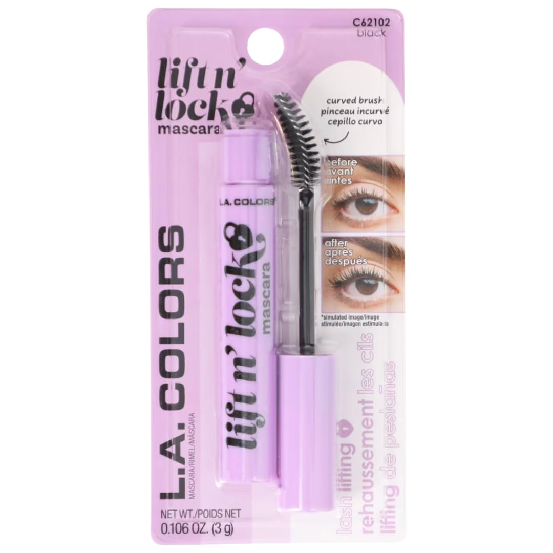 L.A. Colors Lift N' Lock Mascara with curved brush, C62102 Black