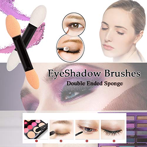 GTVIA 100 Pack Disposable Double Sided Sponge Makeup Eyeshadow Brush Tipped Cosmetic Makeup Eye shadow Applicators Brush (Skin and White) Beauty & Personal Care GTVIA