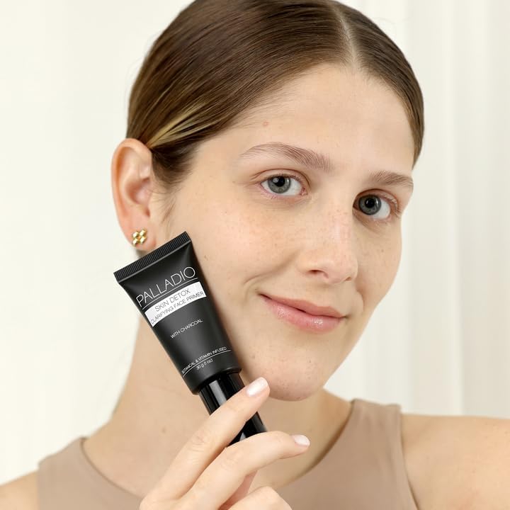 Palladio Skin Detox Clarifying Face Primer with Charcoal, creates a smooth base for makeup application, protects skin, provides long wear flawless Beauty & Personal Care Palladio