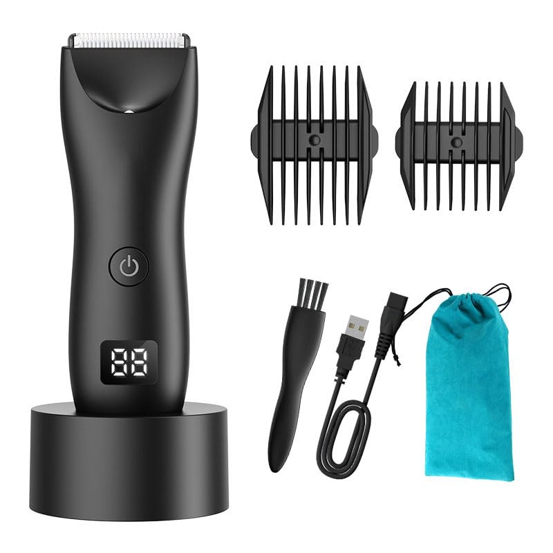 QDKVTNDJZ Electric Body Hair Groommer IPX7 Waterproof Ball Trimmer for Men with LED Display, Wet/Dry Groomer, Rechargeable, Travel Bag Included Men's Beauty and Personal Care QDKVTNDJZ