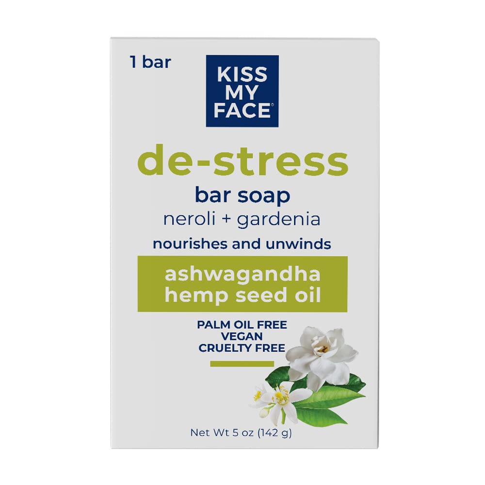 Kiss My Face De-Stress Bar Soap - Neroli + Gardenia - Vegan Soap Bar with Hemp Seed Oil - Cruelty Free and Palm Oil Free Bath Soap (Neroli + Gardenia Beauty & Personal Care Kiss My Face