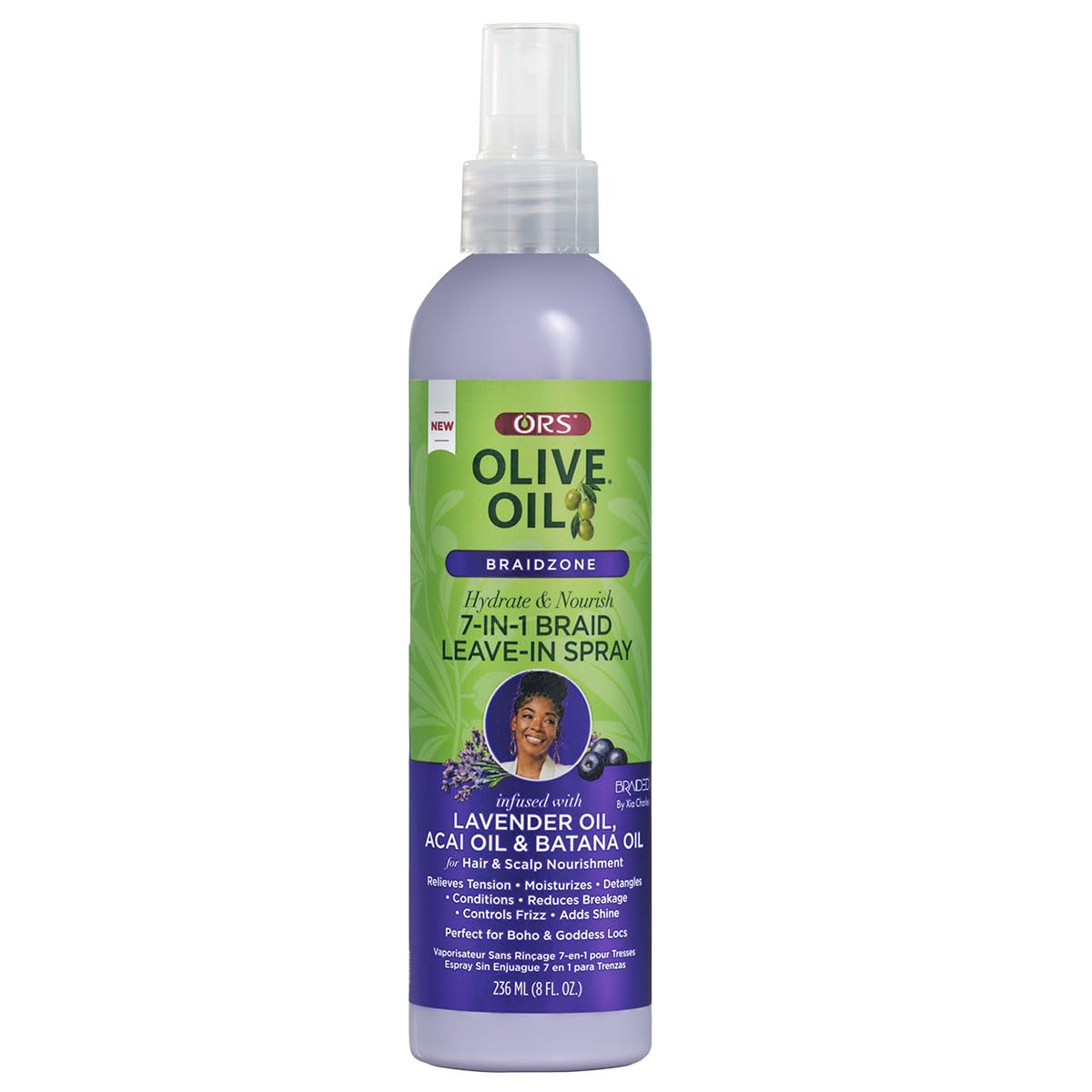 ORS Olive Oil Braidzone 7-In-1 Braid Leave-In Spray with Lavender, Acai & Batana Oil for Hair & Scalp Nourishment 8 Ounces Beauty & Personal Care ORS