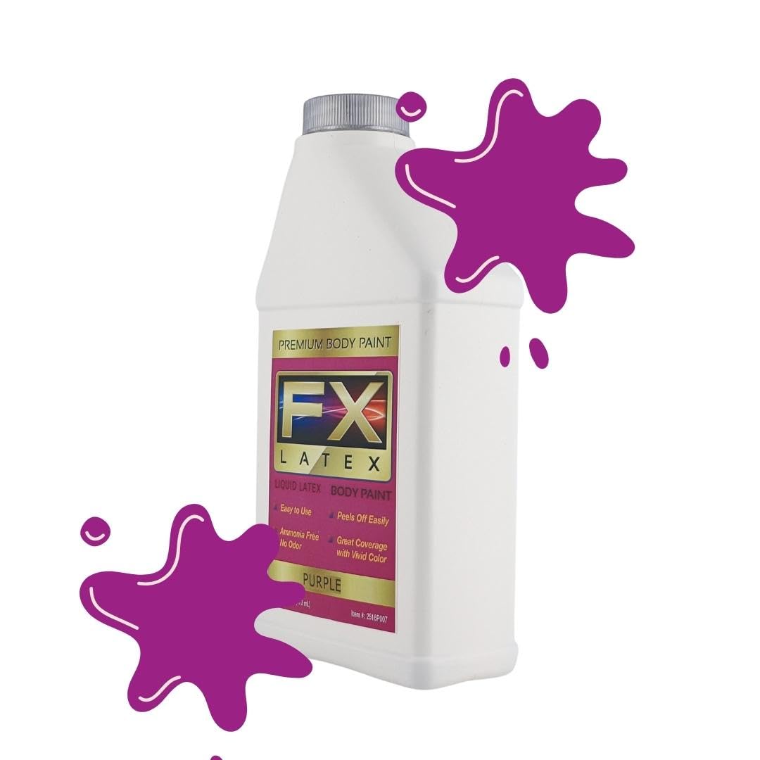 Liquid Latex - Face and Body Paint, Ammonia Free, Easy On and Off, Cosplay Makeup, Create Professional Monster, Zombie Arts 16 Oz (Purple) Beauty & Personal Care Liquid Latex Fashions
