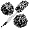 Loofah Handled Back Brush for Shower & Bath Shower Scrubber Bouquet Sponge,1 Pack Long Handled Shower Sponge,2 Pack 75g XL Exfoliate Charcoal Mesh Beauty & Personal Care Scartink