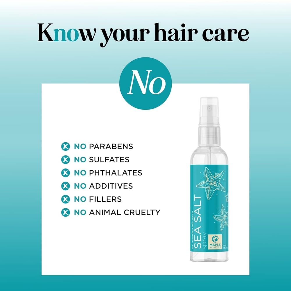 Volumizing Sea Salt Spray for Hair - Texturizing Beach Waves Spray & Hair Mist Curl Activator - Non Sticky Styling Beach Hair Spray for Men and Women Beauty & Personal Care Maple Holistics