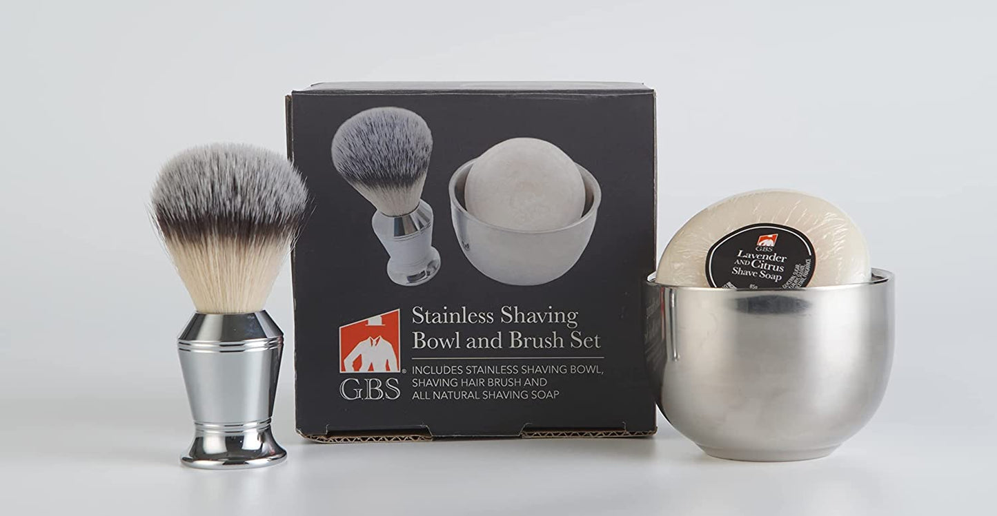 G.B.S Men's Shaving Set Short Handle Safety Razor, Shaving Brush, Chrome Dual Stand for Razor and Brush, Shaving Bowl, Shave Soap, Sandalwood Beauty and Personal Care G.B.S