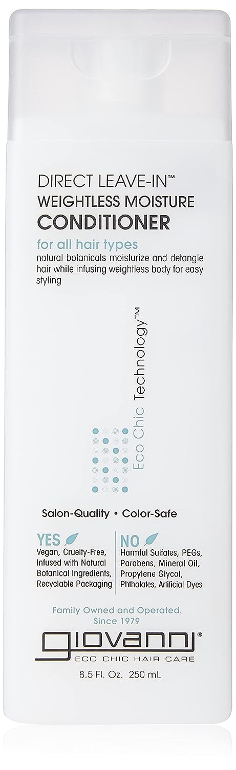 GIOVANNI Direct Leave In Weightless Moisture Conditioner - Co-Wash, Great for Curls & Wavy Hair, Wash & Go, Salon Quality, No Parabens, Infused Beauty & Personal Care GIOVANNI