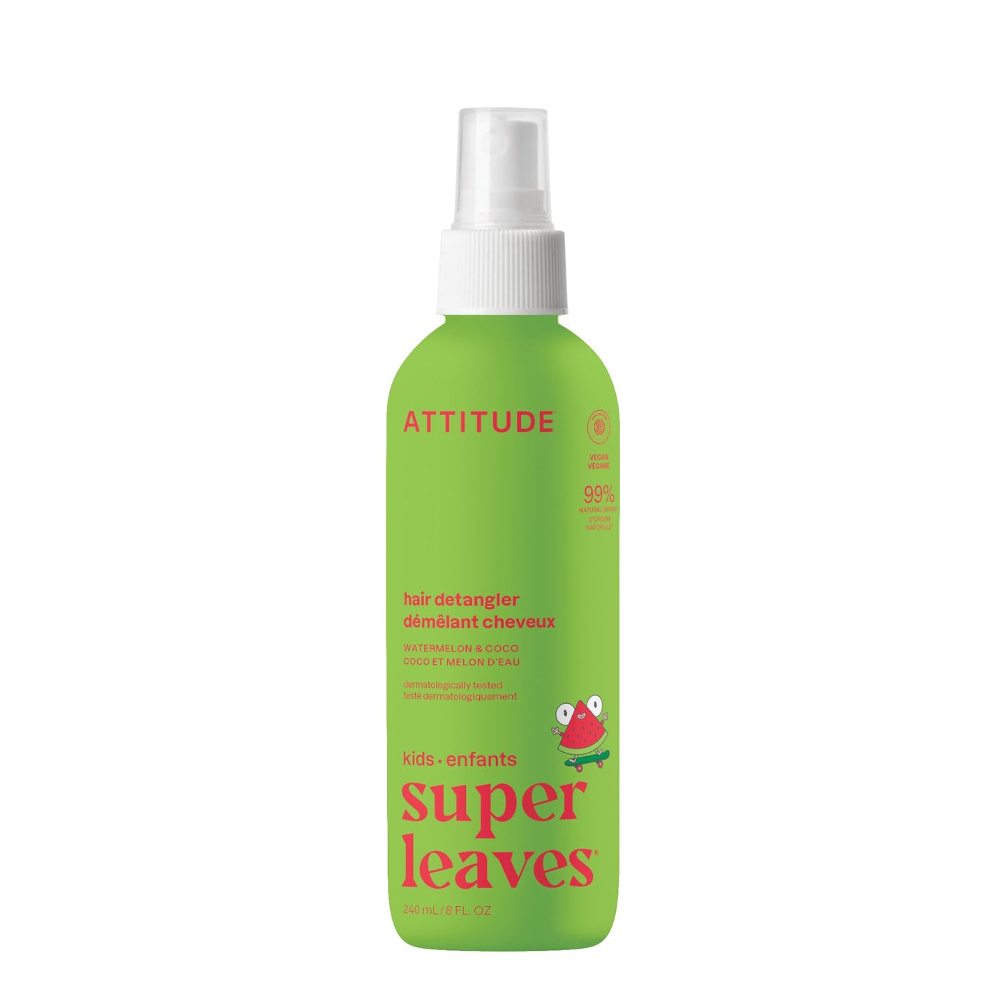 ATTITUDE Rinse-free Hair Detangler Spray for Kids, EWG Verified Leave In Product, Plant- and Mineral-Based Ingredients, Vegan, Watermelon & Coco, 8 Fl Beauty & Personal Care ATTITUDE