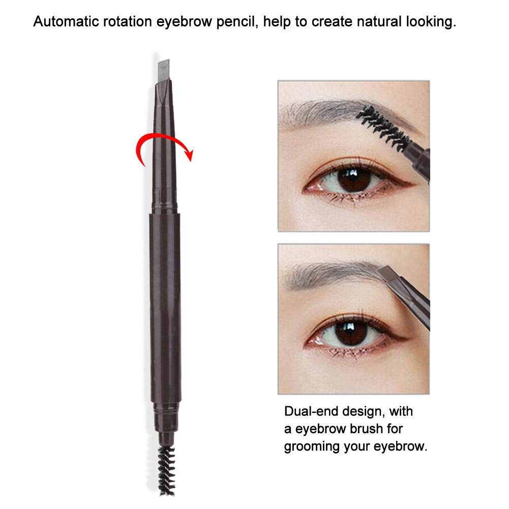 Grey Eyebrow Pen with Brush, Gray Automatic Double-Ended Eyebrow Make-Up Pencil, Angled Tip and Spoolie Brush(4# gray) Beauty & Personal Care Rotekt