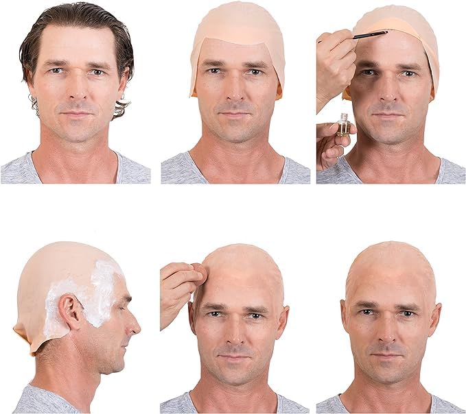 Kangaroo Realistic Beige Latex Bald Cap for Men & Women for Halloween Party
