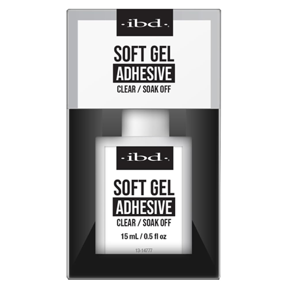 IBD Soft Gel Nail Adhesive - Clear Gel Nail Glue for Fake Nails, Tips, & Acrylic Extensions, Durable, Easy Soak-Off Bond, 0.5 fl oz