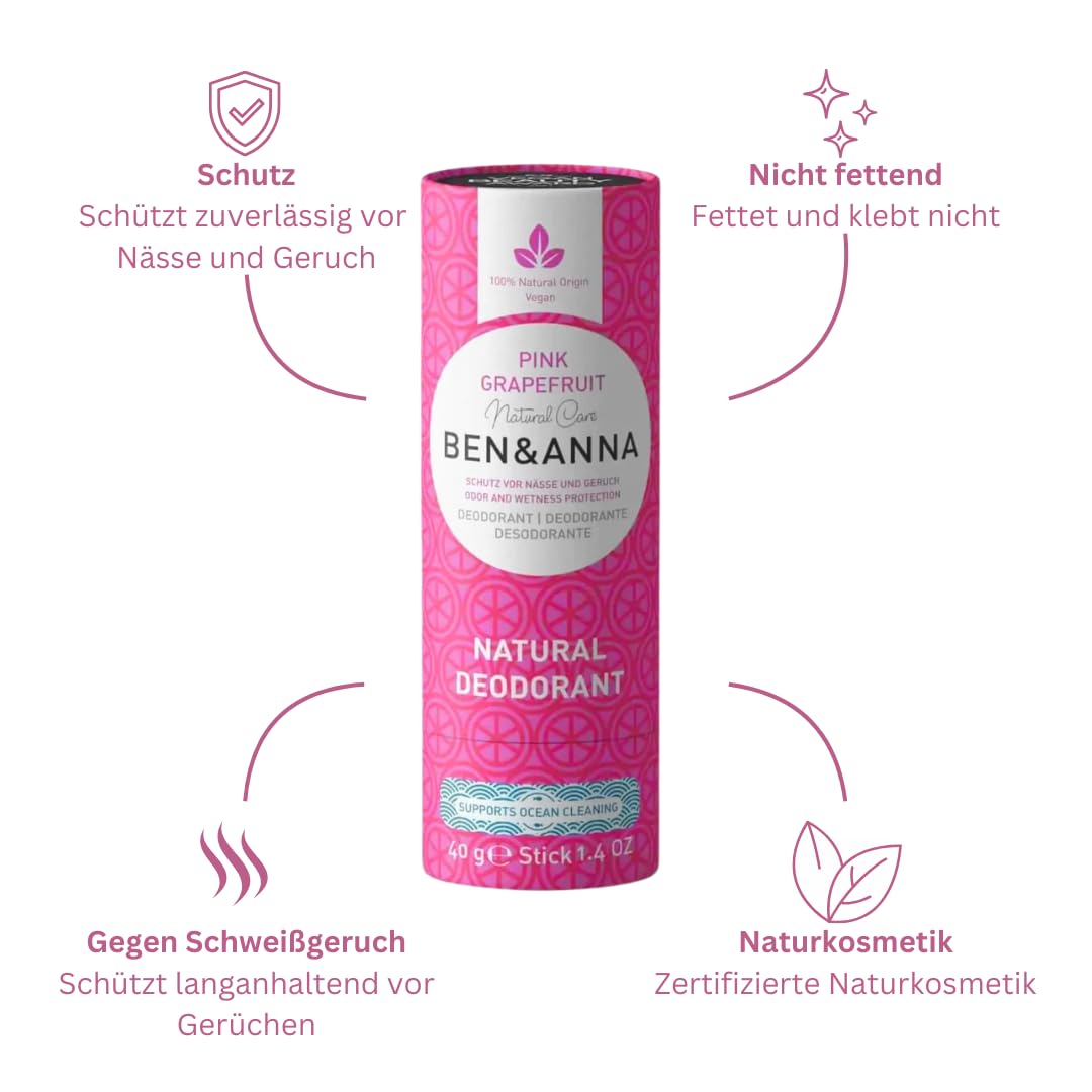Ben & Anna Soda Deodorant Paper Tube - Pink Grapefruit 1.41 oz Beauty and Personal Care Ben & Anna