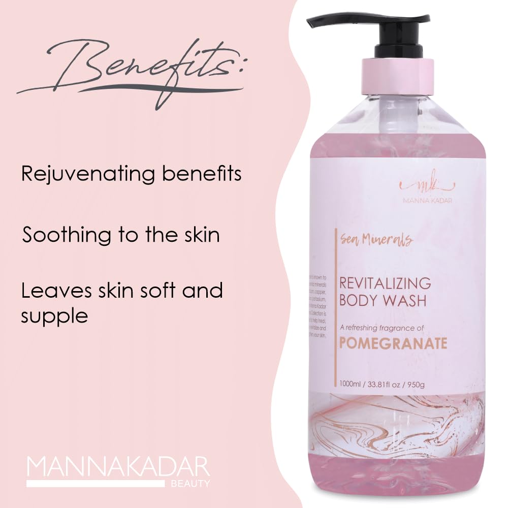 Manna Kadar Beauty Dead Sea Minerals Revitalizing Body Wash, Pomegranate - Clean, Soothe, Revitalizes, Rejuvenates Skin, Hydrates, Shower Gel Beauty & Personal Care Manna Kadar