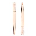 2 Pieces Multifunctional Eyebrow Tweezers with Eyebrow Comb False Eyelashes Applicator Tool Makeup Grooming Tool for Eyebrows or Facial Hair(Rose Beauty & Personal Care mollensiuer