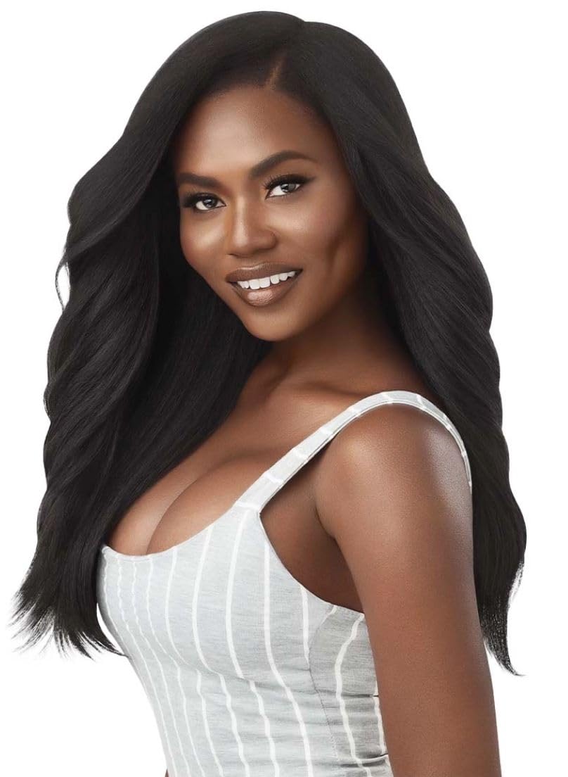 Outre Big Beautiful Human Hair Blend U Part Cap Leave Out Wig DOMINICAN BLOWOUT 22" (NBLK)