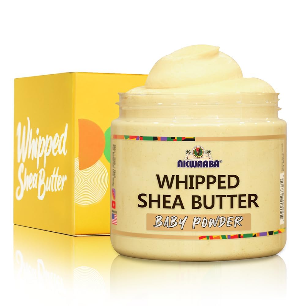 AKWAABA Whipped Shea Butter (Baby Powder) - Nourishes & Moisturizes | Made with Shea Butter | No Dyes & Parabens | 12 oz / 340 g Beauty & Personal Care AKWAABA