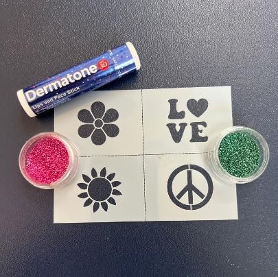 Dermatone Festival Glitter Kit | Pink & Green Biodegradable Glitter for Concerts, Festivals, Parties & Events | Includes Face & Body Glitter, Stencils Beauty & Personal Care DERMATONE