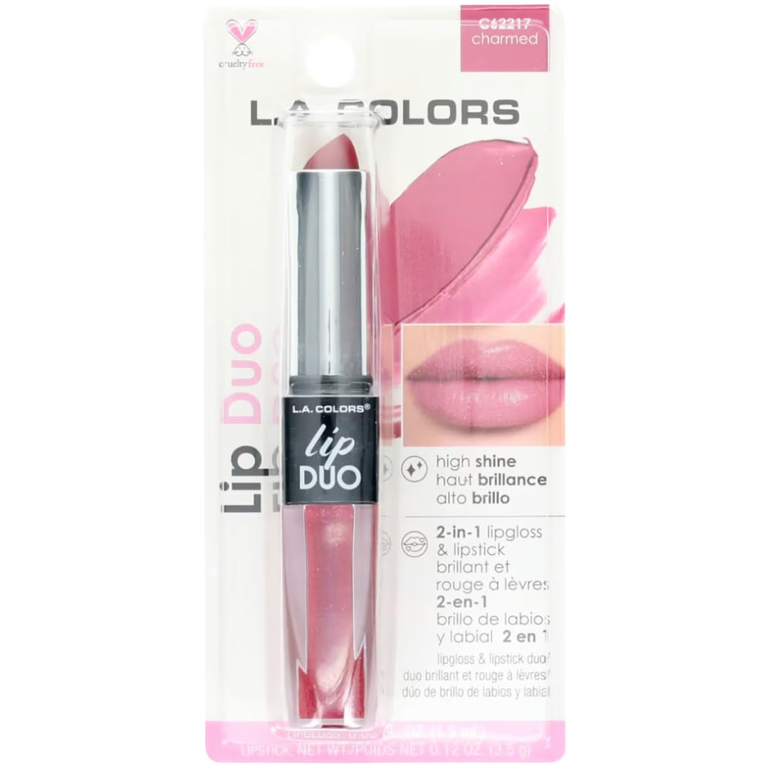 L.A. COLORS Lipgloss & Lipstick Duo, C62217 Charmed, 0.12 Oz Beauty & Personal Care L.A. COLORS