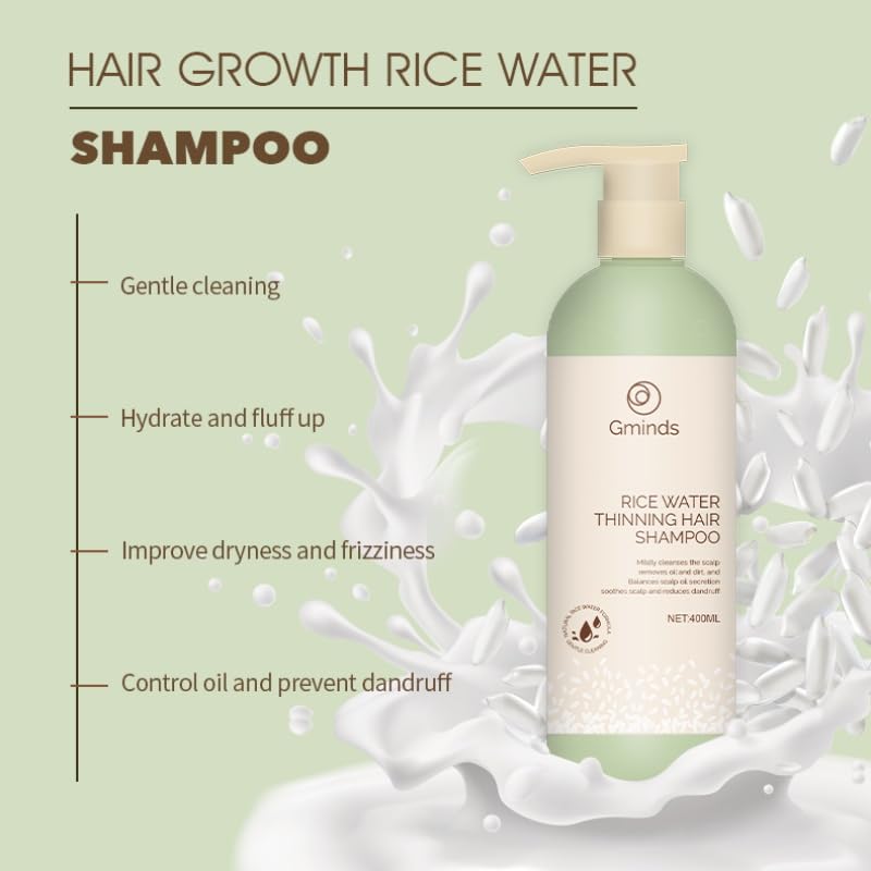 Rice Water Hair Growth Shampoo & Conditioner Large Size 400ml(13.5oz) each - Women & Men Beauty & Personal Care Gminds