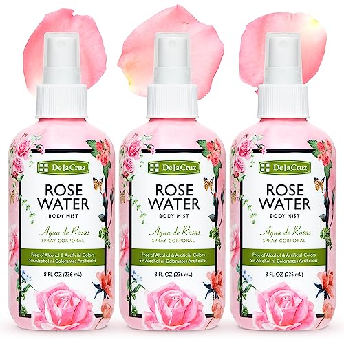 De La Cruz Pure Rose Water Body Mist,Rosewater Spray for Face, Skin & Hair, Rose Toner & Rose Water for Hair Alcohol Free, Paraben Free 8 fl oz (3 Beauty & Personal Care De La Cruz