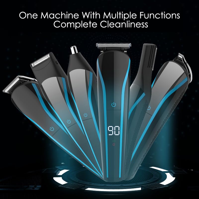 GLESVOWIO Hair Clippers for Men 6 in 1 Electric Trimmer Full Body Clipper Set USB Charging Nose Beard Cutter Machine Beauty and Personal Care GLESVOWIO