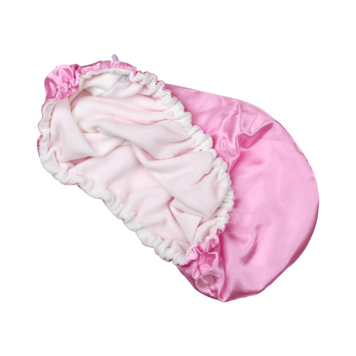 Aria Beauty Very Necessary Satin Hair Towel - Soft Microfiber Hair Wrap - Turban-Style with Button Closure - Gentle on All Hair Types - Pink - 1 pc