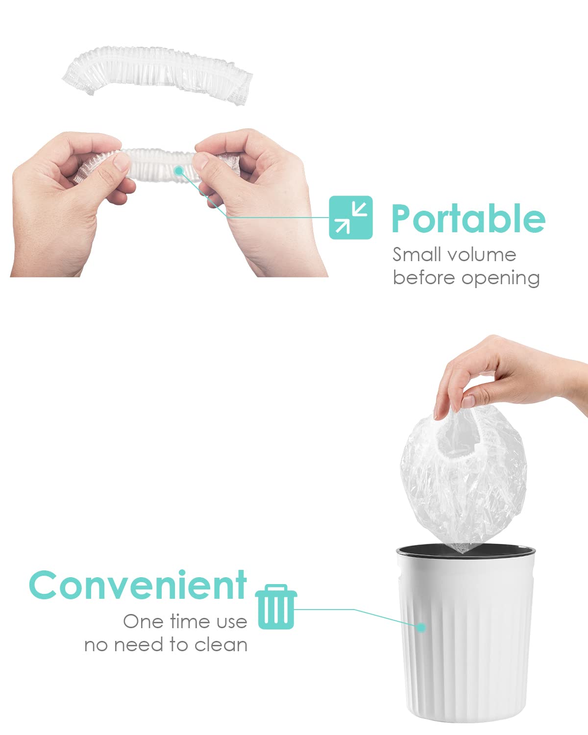 Auban 100PCS Disposable Shower Caps Independent Packing, Plastic Clear Hair Cap Large Thick Waterproof Bath Caps for Women, Travel Essentials Beauty & Personal Care Auban