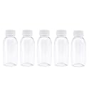 TRENDBOX Pack of 5-100ml Clear Empty PET Mini Storage 100ml/100g/100cc Bottles Hard Plastic Durable Turn Screw Cover Cap Round Filling Liquid Beauty & Personal Care TRENDBOX