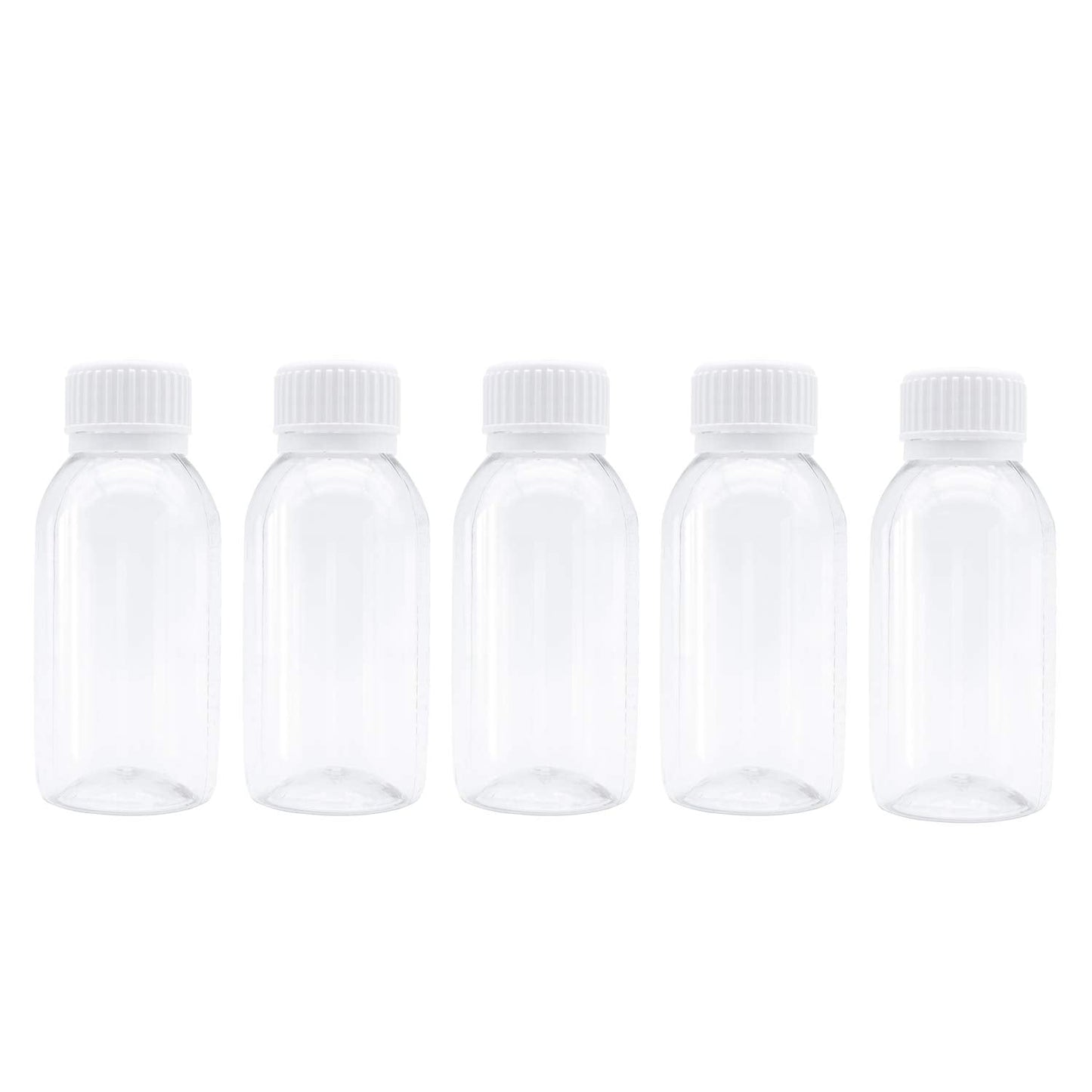 TRENDBOX Pack of 5-100ml Clear Empty PET Mini Storage 100ml/100g/100cc Bottles Hard Plastic Durable Turn Screw Cover Cap Round Filling Liquid Beauty & Personal Care TRENDBOX