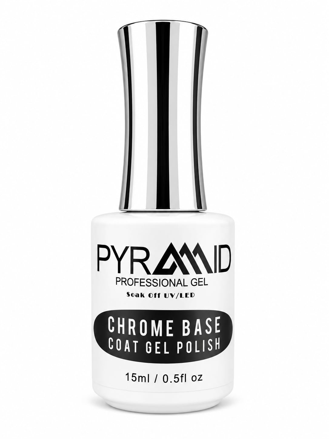 Pyramid Professional Gel Soak Off UV/LED Gel Top Base Coat Nail Polish Manicure Lacquer Matte Velvet Chrome Rubber Base (Chrome Base 0.5oz)