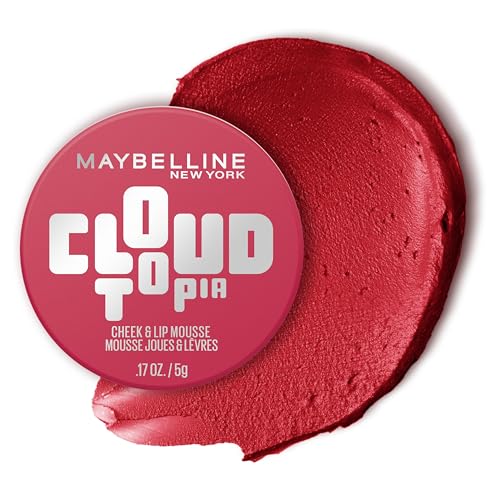 Maybelline Cloudtopia Blush for Cheeks and Lip Mousse, Ultra-Vivid, Pigmented Formula for Up to 14HR of Blush and Lip Makeup Color, Ethereal Rouge, 1