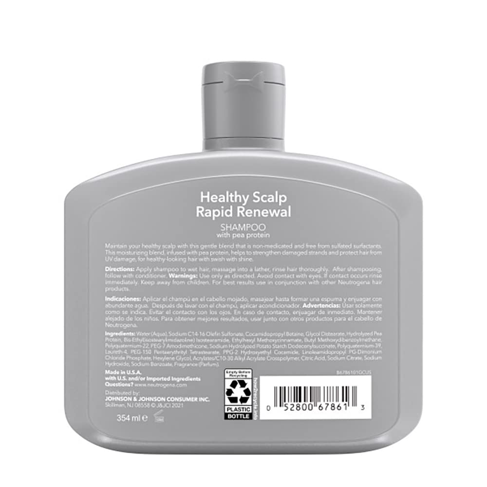Neutrogena Healthy Scalp Rapid Renewal Shampoo & Conditioner with Pea Protein, UV Damage Protecting Shampoo for Strong Healthy-Looking Hair, 12 Fl Oz Beauty & Personal Care Neutrogena