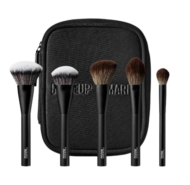 MAKEUP BY MARIO Mario’s Essential 5-Piece Travel Face Brush Set with Case. LIMITED EDITION