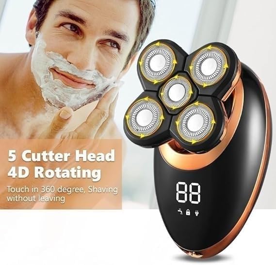 Electric Shavers for Men, 5 in 1 Electric Shaver for Men Beard Hair Trimmer Electric Razor 5D Floating 5 Blade Heads Electric Nose Hair Trimmer LCD Beauty and Personal Care YREAJZVS
