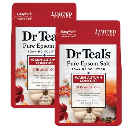 Dr Teal's Warm Autumn Comfort Pure Epsom Salt Soak, 3 lbs Each - 2 Pack of Limited Edition Fall Scent (Autumn) Beauty and Personal Care Dr Teal's
