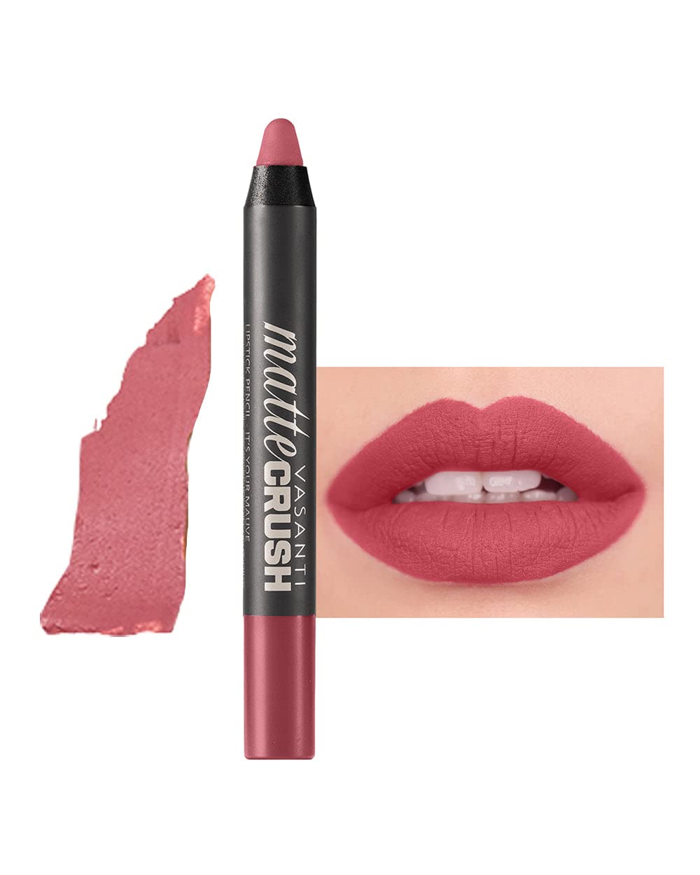 VASANTI Matte Crush Lipstick Pencil (Blushing) | Long-Lasting, Water-Resistant Lip Liner Pencil that Won’t Smudge | Highly Pigmented, Soft Matte Lip Beauty & Personal Care VASANTI