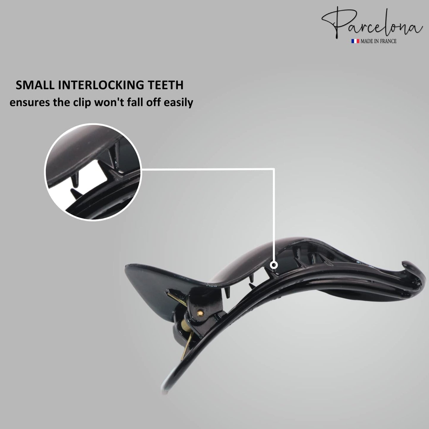 Parcelona French Crochet 3 ¼” Black Celluloid Non Slip Side Slide In Jaw Yoga Hair Claws for Fine Hair Women Hair Accessories Claw Clip for Girls Beauty & Personal Care Parcelona