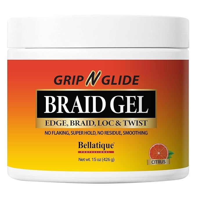 BELLATIQUE GRIP N GLIDE Braiding Gel Maximum Hold for LOC & Twist - No Flaking, No Whitening, Fast Drying, High Shine, Cool & Refreshing, Long Lasting Beauty & Personal Care BELLATIQUE