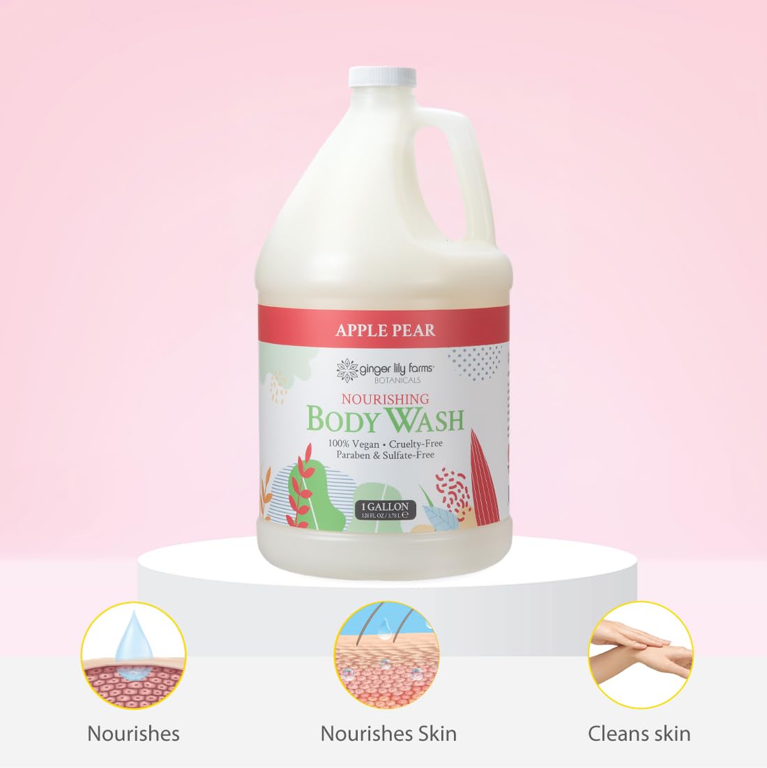 Ginger Lily Farms Botanicals Nourishing Body Wash, 100% Vegan & Cruelty-Free, Apple Pear Scent, 1 Gallon Refill (128 fl oz) Beauty & Personal Care Ginger Lily Farms