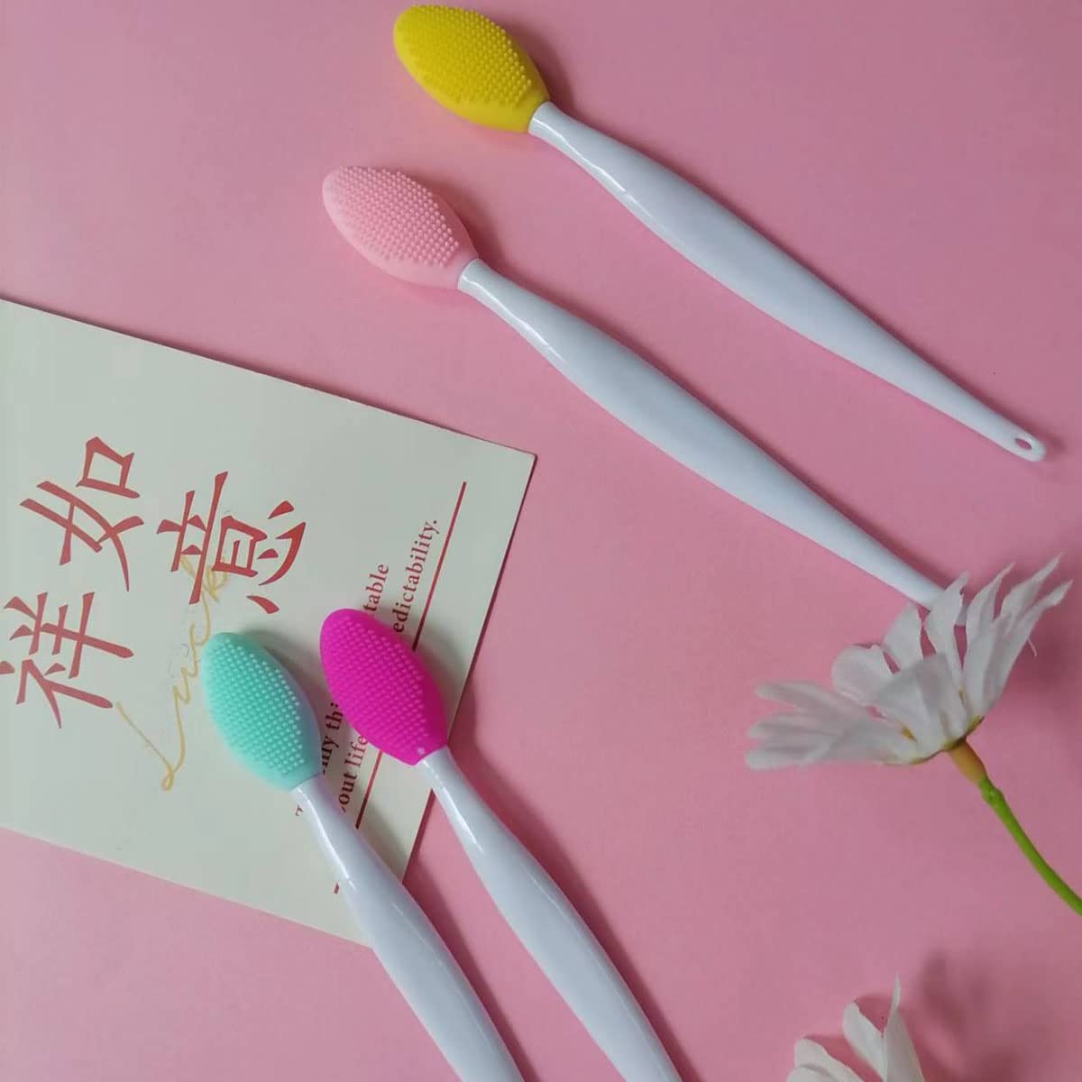 4 PCS Lip Scrub Brush,Double-Sided Silicone Exfoliating Lip Brush Exfoliating Brush for Men Wome Double-sided Soft Lip Brush for Smoother and Fuller Beauty & Personal Care ZYYC