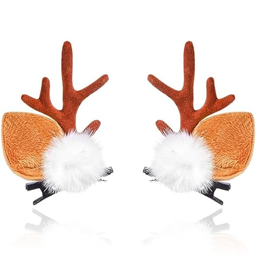 BARTOSI Christmas Hair Clips Reindeer Antlers Hair Clip Xmas Deer Antler Hairpins Holiday Hair Accessories for Women(Pack of 2) Beauty & Personal Care BARTOSI