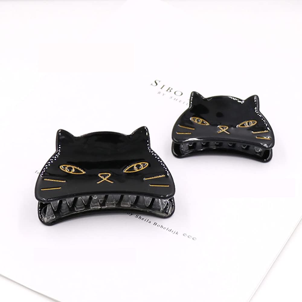 Yusier 2 PCS Cute Cat Claw Hair Claw Clip Two Sizes That Stay in Place Hair Clips Hair Clips fo Women Girl (Black Cat) Beauty & Personal Care Yusier